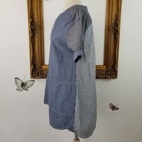 Love tree multi color and texture chambray tunic - Picture 3 of 7